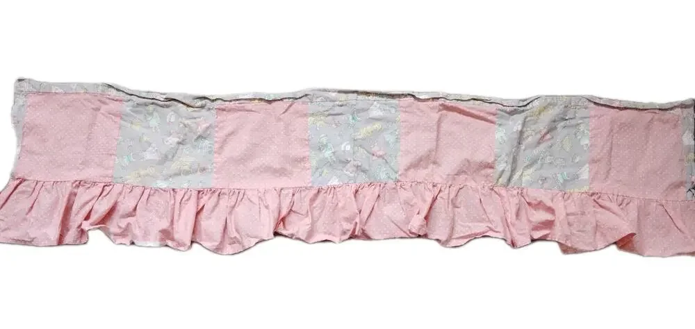 Vintage Window valence Nursery Pink Polkadot Ruffle Handmade 50